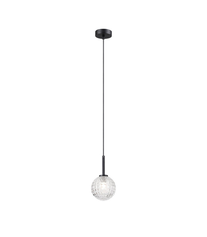 Tivoli 12cm Adjustable Pendant 1 Light G9 IP44 Satin Black/Clear Cross Pattern Round Glass-4