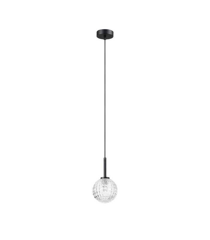 Tivoli 12cm Adjustable Pendant 1 Light G9 IP44 Satin Black/Clear Cross Pattern Round Glass-5