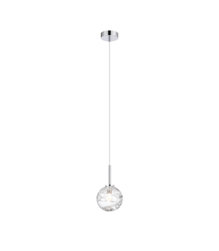 Tivoli 12cm Adjustable Pendant 1 Light G9 IP44 Polished Chrome/Clear Dune Effect Round Glass-3