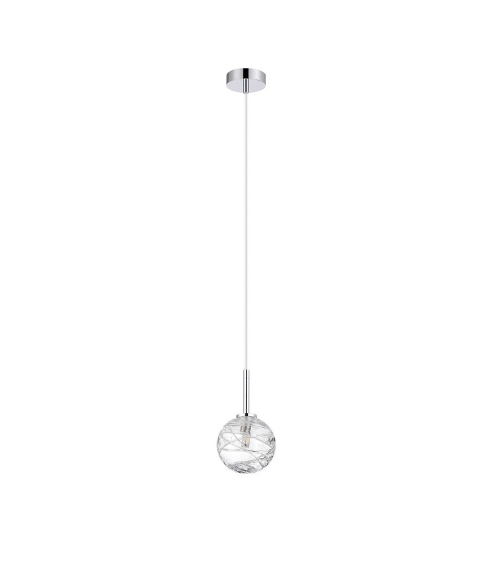 Tivoli 12cm Adjustable Pendant 1 Light G9 IP44 Polished Chrome/Clear Dune Effect Round Glass-4