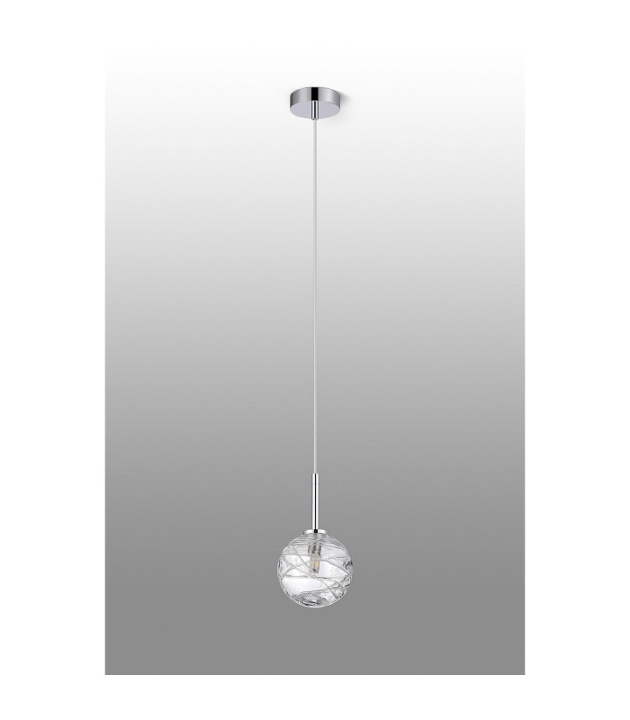 Tivoli 12cm Adjustable Pendant 1 Light G9 IP44 Polished Chrome/Clear Dune Effect Round Glass-5