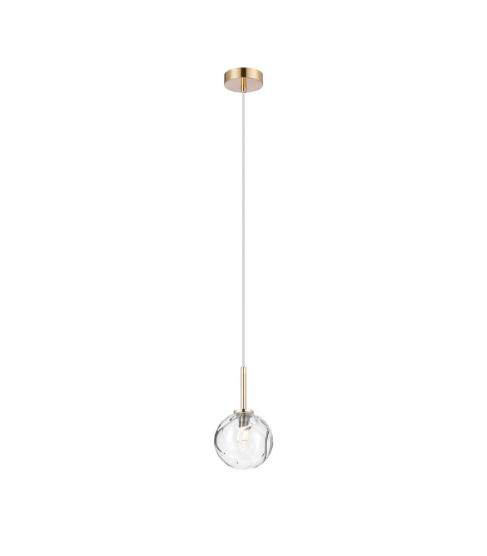 Tivoli 12cm Adjustable Pendant 1 Light G9 IP44 Brass Gold/Clear Waved Round Glass-4