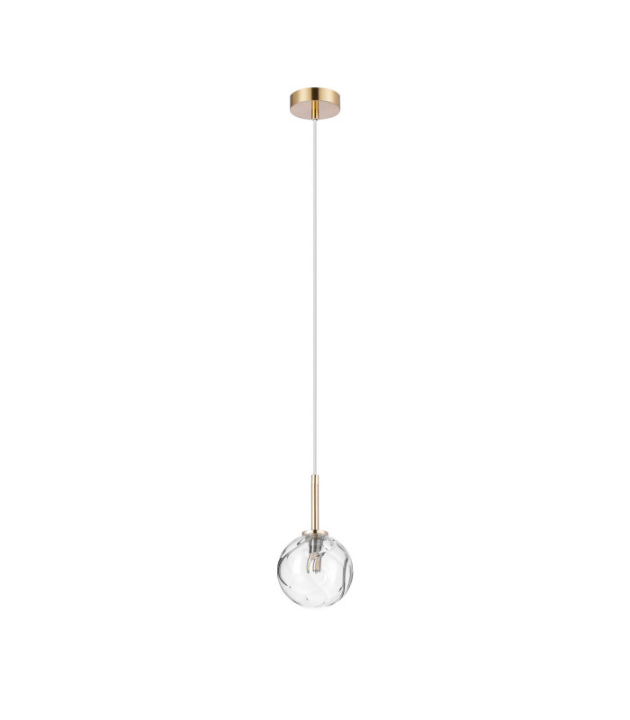 Tivoli 12cm Adjustable Pendant 1 Light G9 IP44 Brass Gold/Clear Waved Round Glass-5