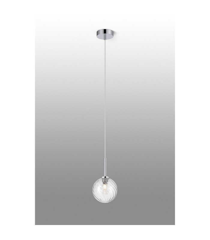 Tivoli 12cm Adjustable Pendant 1 Light G9 IP44 Polished Chrome/Clear Swirl Round Glass-3