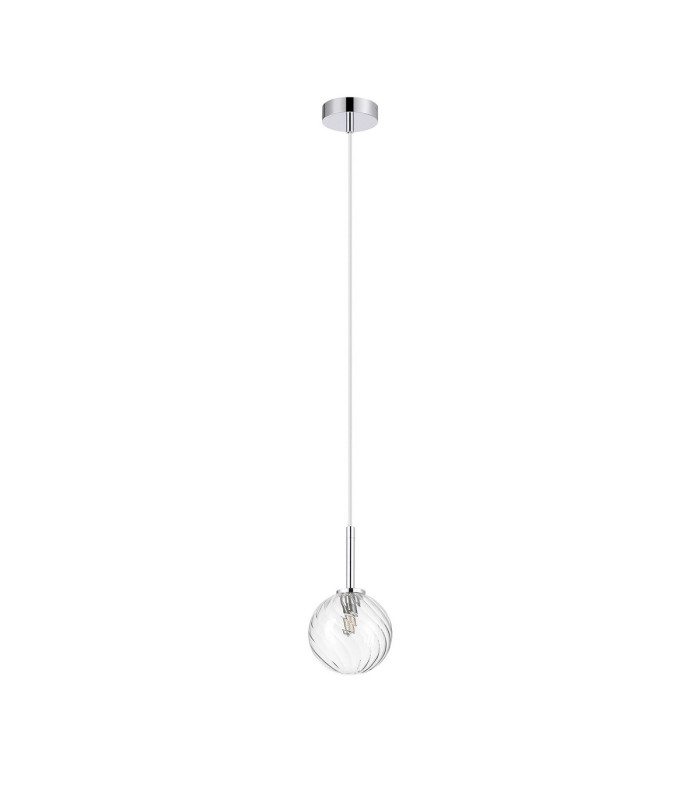 Tivoli 12cm Adjustable Pendant 1 Light G9 IP44 Polished Chrome/Clear Swirl Round Glass-5