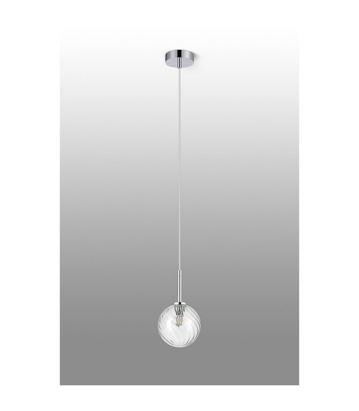 Tivoli 12cm Adjustable Pendant 1 Light G9 IP44 Polished Chrome/Clear Swirl Round Glass-6