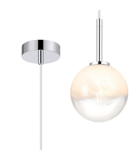 Tivoli 12cm Adjustable Pendant 1 Light G9 IP44 Polished Chrome/White Two-Tone Snow Specks Round Glass-1