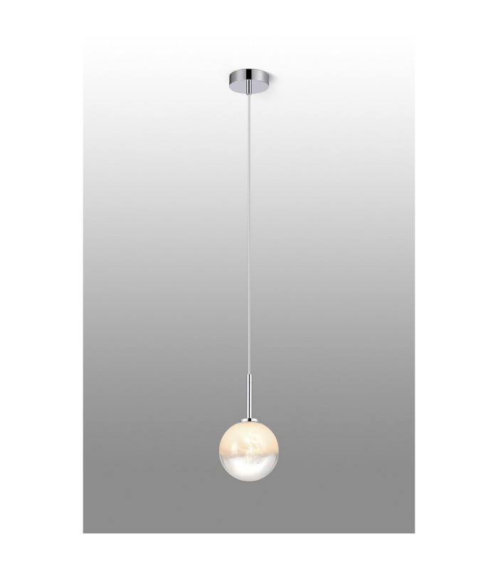 Tivoli 12cm Adjustable Pendant 1 Light G9 IP44 Polished Chrome/White Two-Tone Snow Specks Round Glass-3