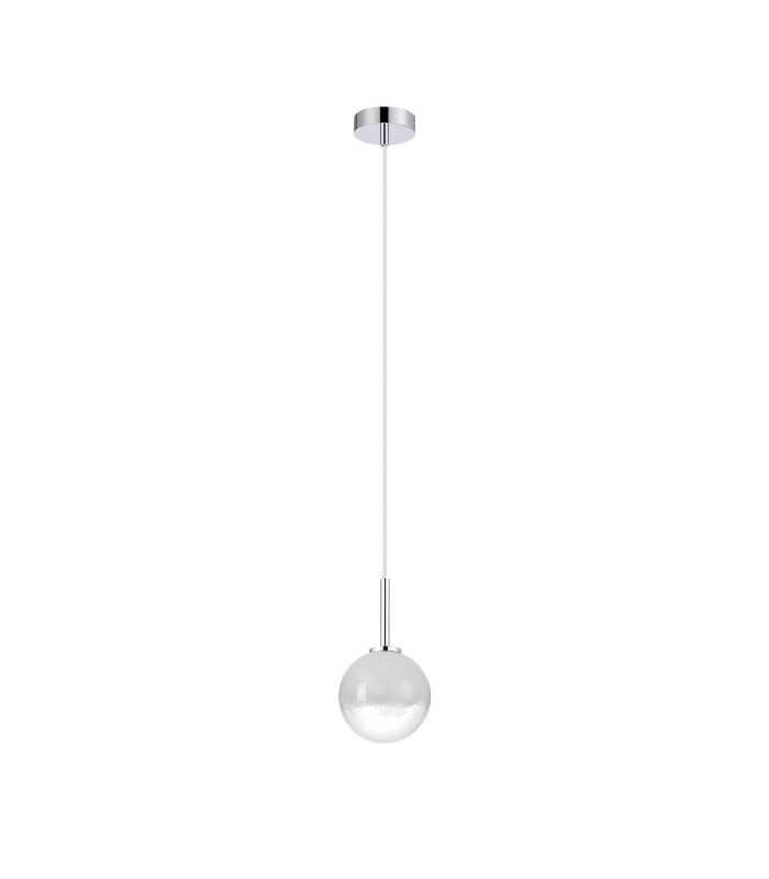 Tivoli 12cm Adjustable Pendant 1 Light G9 IP44 Polished Chrome/White Two-Tone Snow Specks Round Glass-5