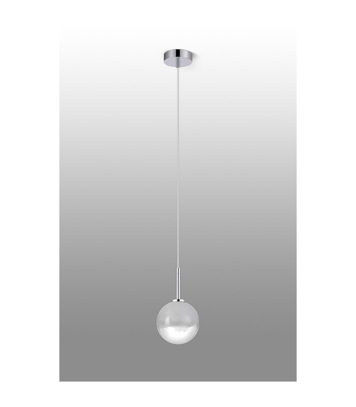 Tivoli 12cm Adjustable Pendant 1 Light G9 IP44 Polished Chrome/White Two-Tone Snow Specks Round Glass-6