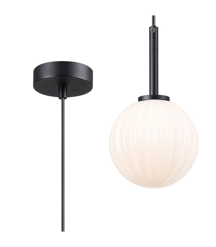Tivoli 12cm Adjustable Pendant 1 Light G9 IP44 Satin Black/Opal Round Segment Glass-1