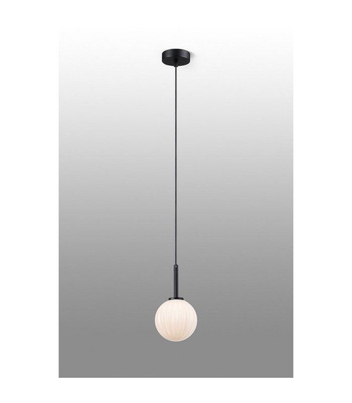 Tivoli 12cm Adjustable Pendant 1 Light G9 IP44 Satin Black/Opal Round Segment Glass-3