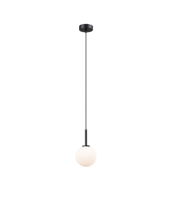 Tivoli 12cm Adjustable Pendant 1 Light G9 IP44 Satin Black/Opal Round Segment Glass-4