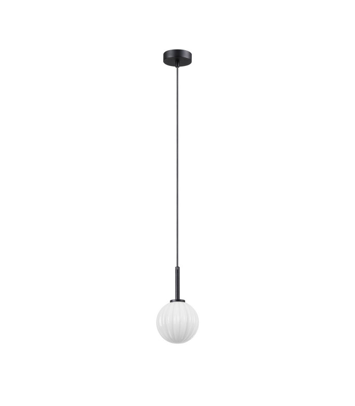Tivoli 12cm Adjustable Pendant 1 Light G9 IP44 Satin Black/Opal Round Segment Glass-5