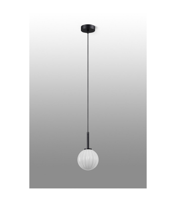 Tivoli 12cm Adjustable Pendant 1 Light G9 IP44 Satin Black/Opal Round Segment Glass-6