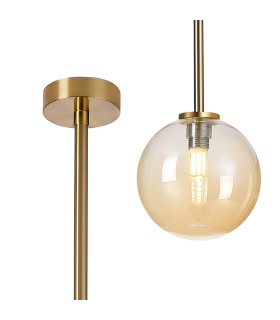 Tivoli 12cm Telescopic Pendant 1 Light G9 IP44 Brass Gold/Amber Smooth Round Glass-1