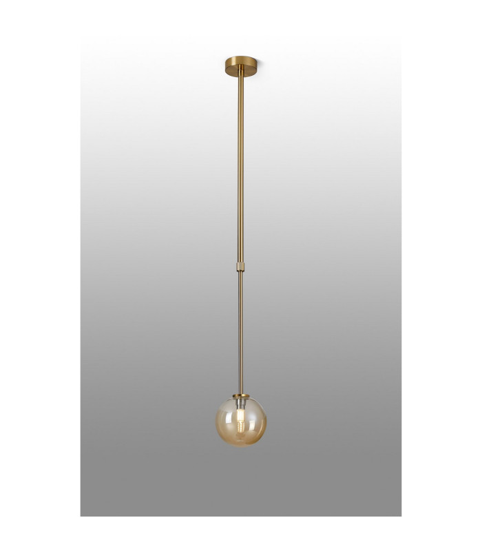 Tivoli 12cm Telescopic Pendant 1 Light G9 IP44 Brass Gold/Amber Smooth Round Glass-3