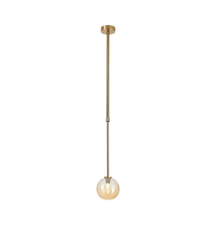 Tivoli 12cm Telescopic Pendant 1 Light G9 IP44 Brass Gold/Amber Smooth Round Glass-4
