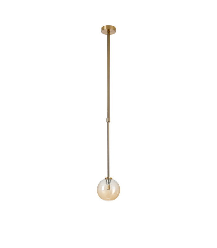 Tivoli 12cm Telescopic Pendant 1 Light G9 IP44 Brass Gold/Amber Smooth Round Glass-5