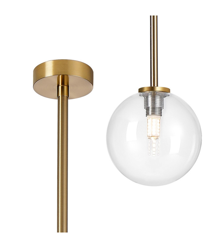 Tivoli 12cm Telescopic Pendant 1 Light G9 IP44 Brass Gold/Clear Smooth Round Glass-1