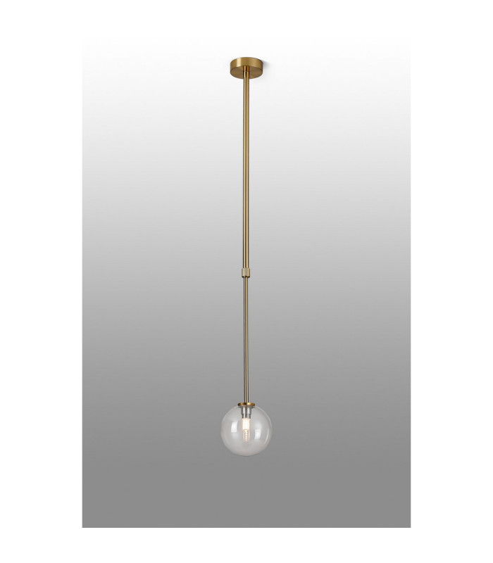 Tivoli 12cm Telescopic Pendant 1 Light G9 IP44 Brass Gold/Clear Smooth Round Glass-3