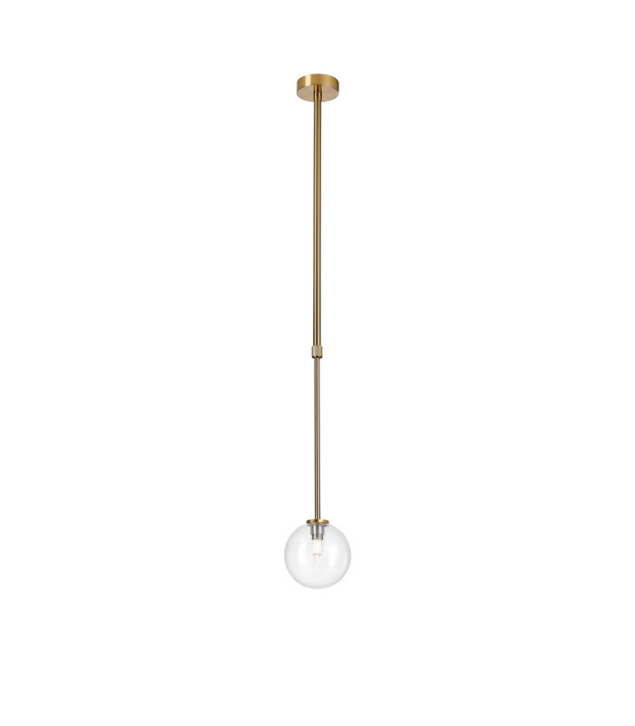 Tivoli 12cm Telescopic Pendant 1 Light G9 IP44 Brass Gold/Clear Smooth Round Glass-4