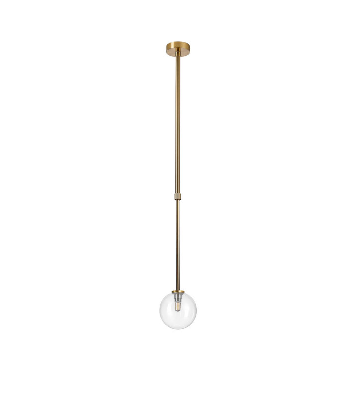 Tivoli 12cm Telescopic Pendant 1 Light G9 IP44 Brass Gold/Clear Smooth Round Glass-5