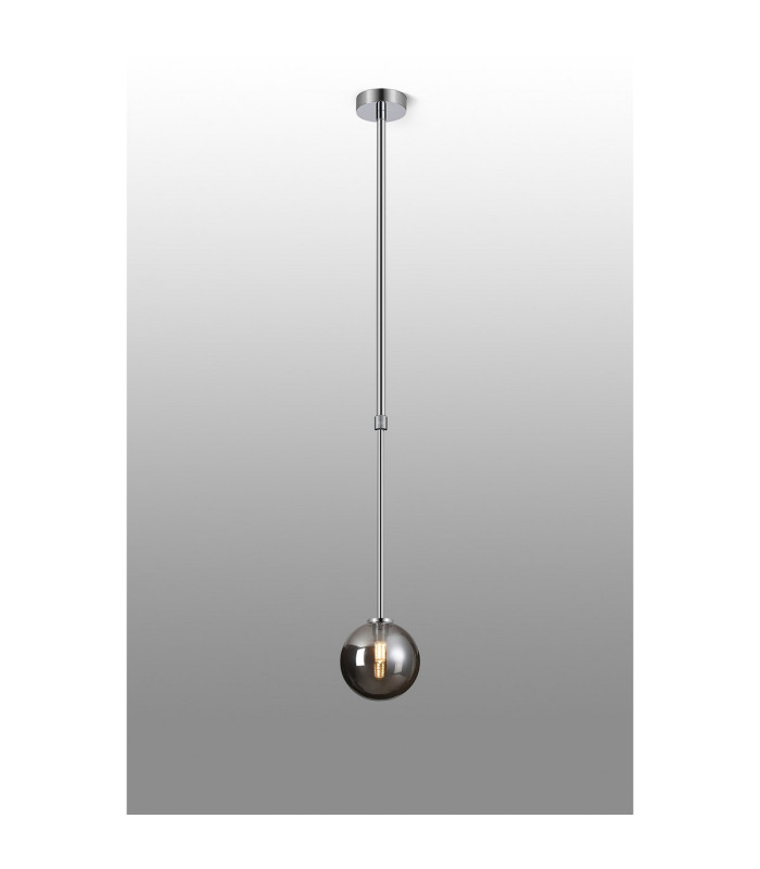 Tivoli 12cm Telescopic Pendant 1 Light G9 IP44 Polished Chrome/Smoke Smooth Round Glass-3