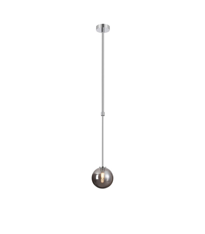 Tivoli 12cm Telescopic Pendant 1 Light G9 IP44 Polished Chrome/Smoke Smooth Round Glass-4