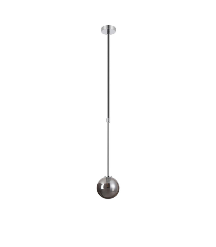Tivoli 12cm Telescopic Pendant 1 Light G9 IP44 Polished Chrome/Smoke Smooth Round Glass-5