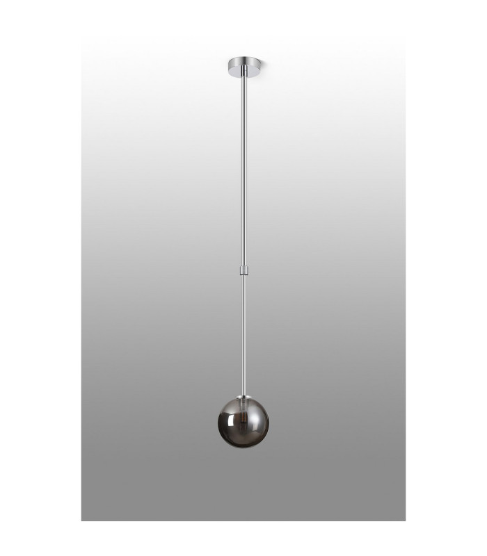 Tivoli 12cm Telescopic Pendant 1 Light G9 IP44 Polished Chrome/Smoke Smooth Round Glass-6