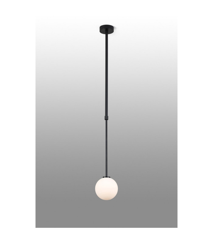 Tivoli 12cm Telescopic Pendant 1 Light G9 IP44 Satin Black/Opal Smooth Round Glass-3