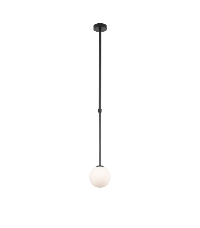Tivoli 12cm Telescopic Pendant 1 Light G9 IP44 Satin Black/Opal Smooth Round Glass-4