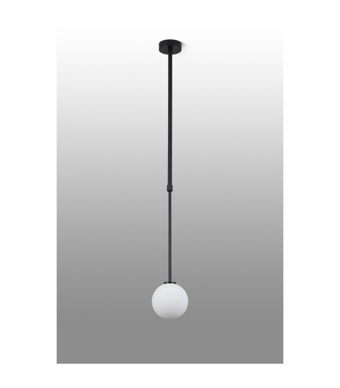 Tivoli 12cm Telescopic Pendant 1 Light G9 IP44 Satin Black/Opal Smooth Round Glass-6