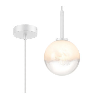 Tivoli 12cm Adjustable Pendant 1 Light G9 IP44 Satin White/White Two-Tone Snow Specks Round Glass-1