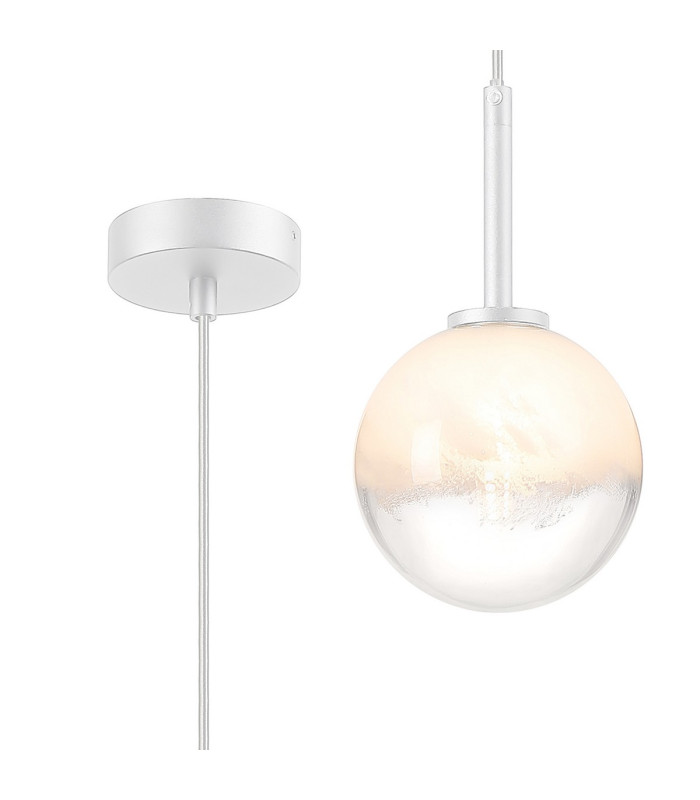 Tivoli 12cm Adjustable Pendant 1 Light G9 IP44 Satin White/White Two-Tone Snow Specks Round Glass-1