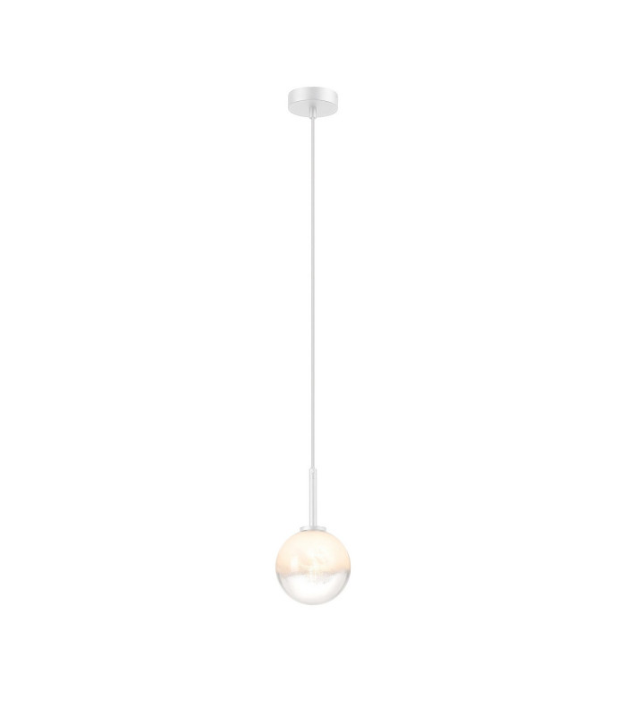 Tivoli 12cm Adjustable Pendant 1 Light G9 IP44 Satin White/White Two-Tone Snow Specks Round Glass-4