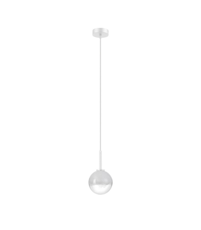 Tivoli 12cm Adjustable Pendant 1 Light G9 IP44 Satin White/White Two-Tone Snow Specks Round Glass-5