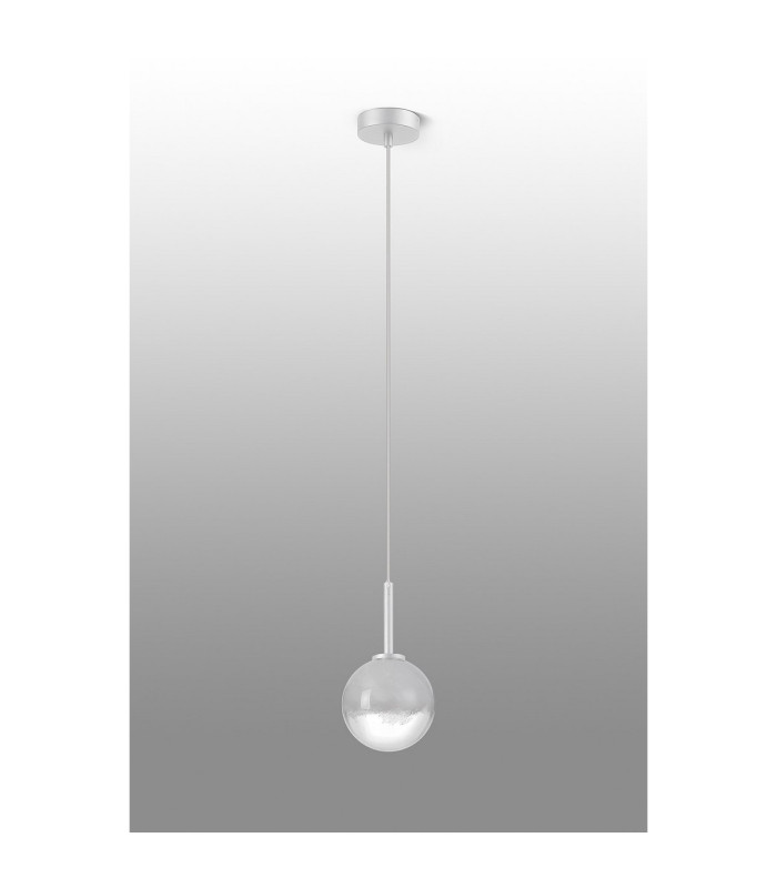 Tivoli 12cm Adjustable Pendant 1 Light G9 IP44 Satin White/White Two-Tone Snow Specks Round Glass-6
