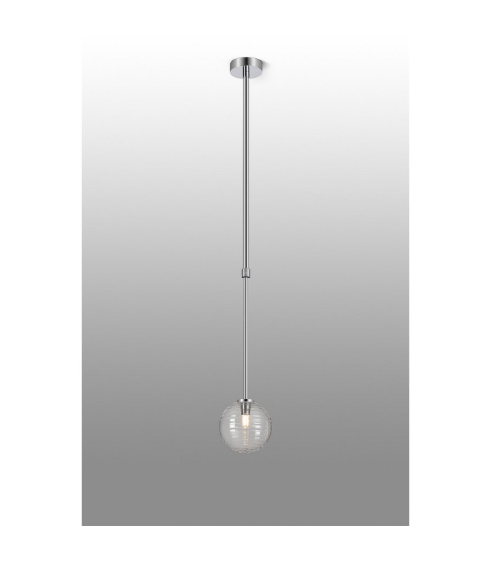 Tivoli 12cm Telescopic Pendant 1 Light G9 IP44 Polished Chrome/Clear Ribbed Round Glass-3
