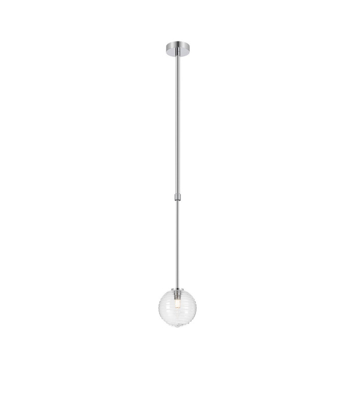 Tivoli 12cm Telescopic Pendant 1 Light G9 IP44 Polished Chrome/Clear Ribbed Round Glass-4