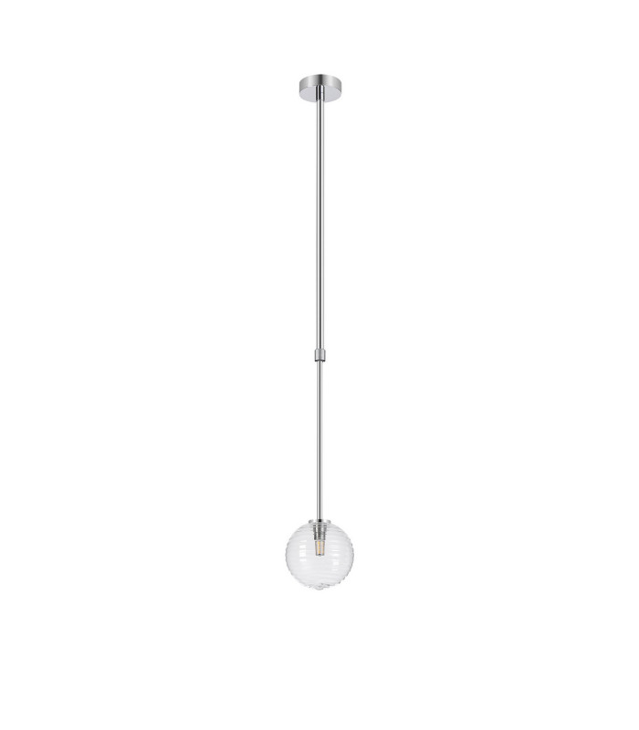 Tivoli 12cm Telescopic Pendant 1 Light G9 IP44 Polished Chrome/Clear Ribbed Round Glass-5