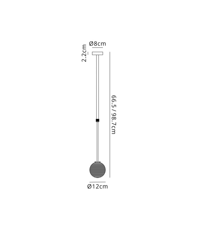 Tivoli 12cm Telescopic Pendant 1 Light G9 IP44 Satin Black/Smoke Ribbed Round Glass-2
