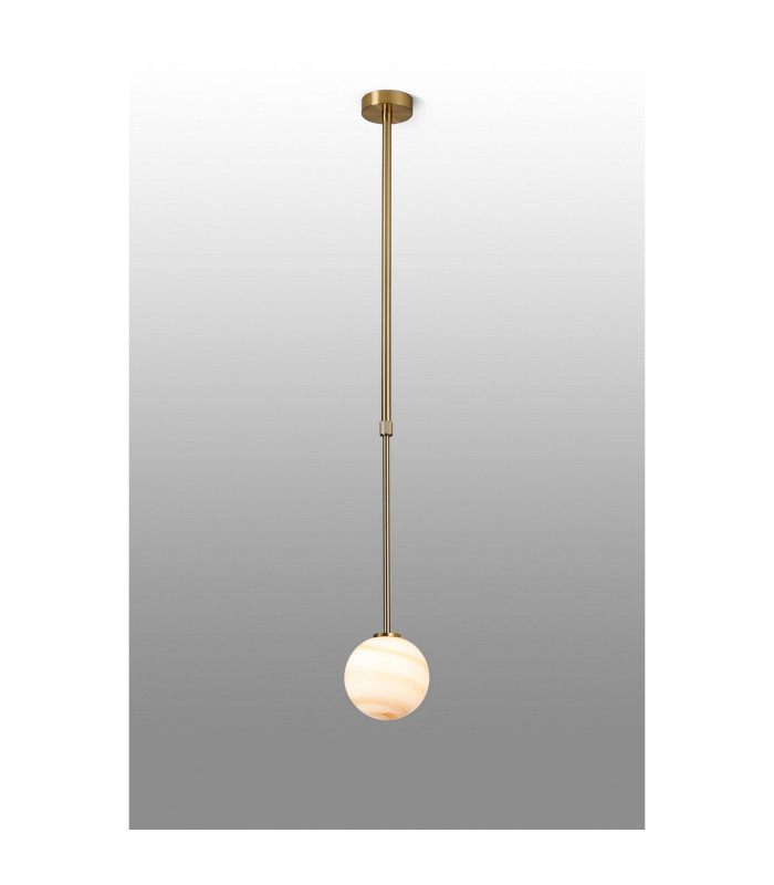 Tivoli 12cm Telescopic Pendant 1 Light G9 IP44 Brass Gold/Brown Round Marble Effect Glass-3