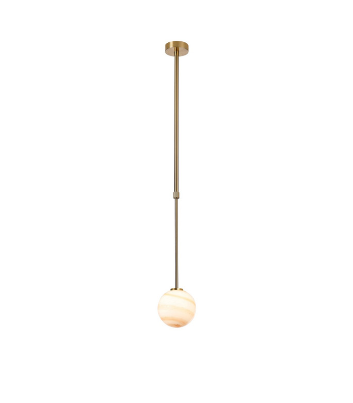 Tivoli 12cm Telescopic Pendant 1 Light G9 IP44 Brass Gold/Brown Round Marble Effect Glass-4