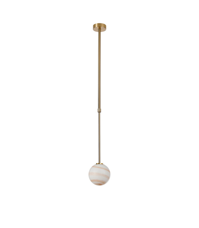 Tivoli 12cm Telescopic Pendant 1 Light G9 IP44 Brass Gold/Brown Round Marble Effect Glass-5