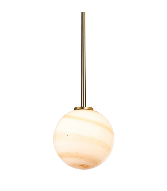 Tivoli 12cm Telescopic Pendant 1 Light G9 IP44 Brass Gold/Brown Round Marble Effect Glass-7