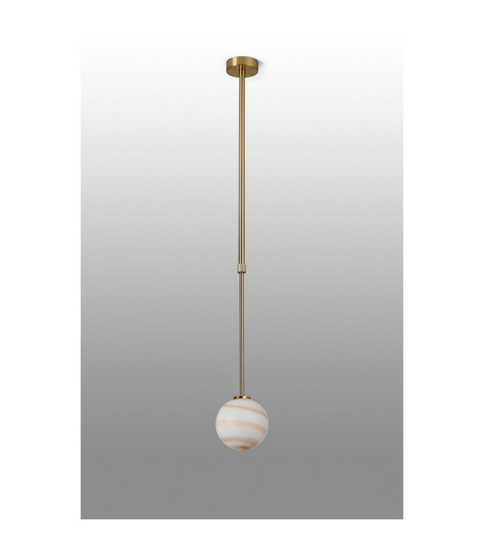 Tivoli 12cm Telescopic Pendant 1 Light G9 IP44 Brass Gold/Brown Round Marble Effect Glass-8