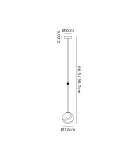 Tivoli 12cm Telescopic Pendant 1 Light G9 IP44 Satin Black/Grey Round Marble Effect Glass-2