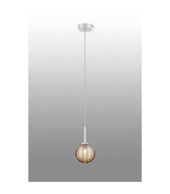 Tivoli 12cm Adjustable Pendant 1 Light G9 IP44 Satin White/Amber Ribbed Round Glass-3